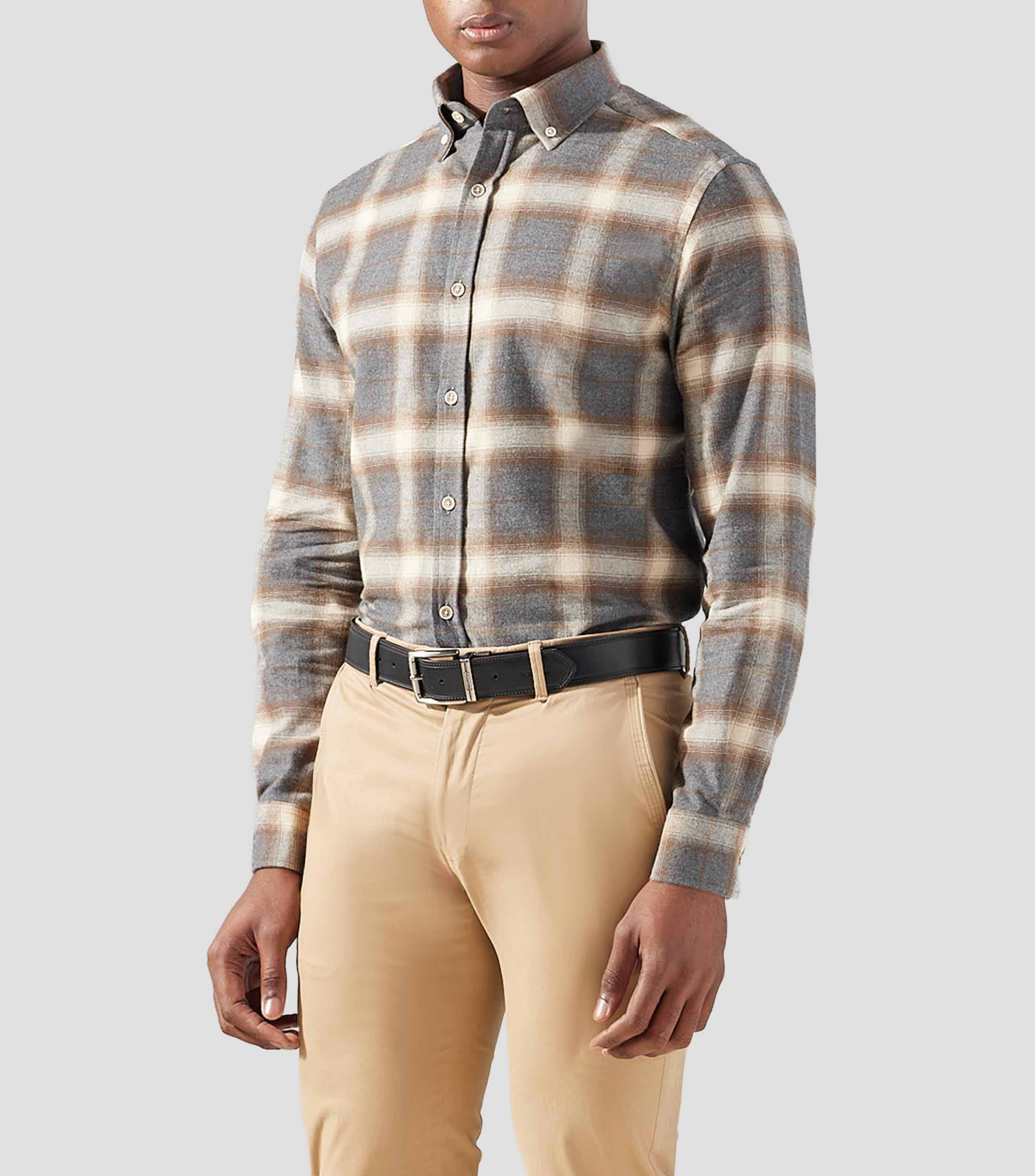 Camisa de cuadros manga larga Hombre